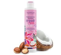 Jean & Len Shampooing Repair Huile de Coco & Macadamia, pour cheveux abîmés & sans vigueur, prévient la perte d'hydratation, répare les dommages, parfum coco, sans parabènes & silicones, végane 300 ml