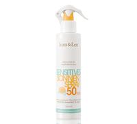 Jean & Len Spray Solaire Sensitive SPF 50 résistant à l'eau, protection solaire haute pour peaux sensibles, protection immédiate UVA et UVB, formule légère sans effet gras, idéal été et plage