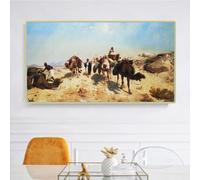 Jean-Léon Gérôme, La Traversée du Désert, Impression sur toile, Peinture à l'huile, Œuvre d'art de renommée mondiale, Décoration murale moderne pour la maison (70 x 140 cm)