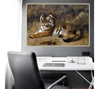 Jean-Léon Gérôme « Un Tigre » Impressions sur toile Peinture à l'huile Illustration Affiche Photo Impression Décoration murale Maison Salon Décoration (60x80cm)
