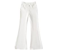 Jean Pattes d'éléphant pour Femme, Taille Haute, Pantalon en Denim Extensible, Style Classique Vintage, Blanc, Taille L