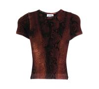 Jean Paul Gaultier - Mesh Printed Python Baby Tee - Femme - Tops - Multicolore - Taille: 40 FR