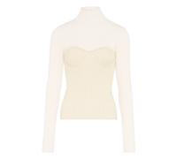 Jean Paul Gaultier - Pull à Col Roulé en Laine Blanche Côtelée - Femme - Pulls - Blanc - Taille: 38 FR
