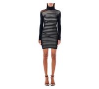 Jean Paul Gaultier - Robe Mini Rayée Côtelée Marine Blanc - Femme - Robes - Noir - Taille: 40 FR