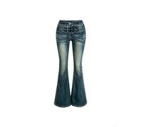 Jean pour femme Taille Basse Lavé Large Jambe Jean pour femme | Coupe large Ã©vasÃ©e, taille basse, tissu lavÃ© doux, style mode, idÃ©al pour Ã©tÃ© et printemps(XL)
