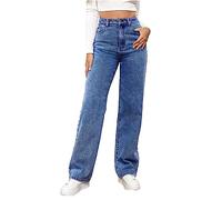 Jean pour femme - Taille haute - Coupe droite - Pantalon baggy droit - Pantalon décontracté - Jambes larges - Amincissant - Avec tous les pantalons pour l'automne et l'hiver - Élastique - Classique