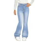 Jean pour filles et adolescentes - Jean évasé - Taille haute - Élastique - Denim Y2K - Rétro - Pantalon doux - Pantalon de loisirs - Pantalon d'extérieur - Pour l'automne et l'hiver - École - Loisirs