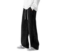 Jean pour homme avec cordon de serrage et taille élastique, jeans pour homme, coupe droite, coupe ample, pantalon large, jambes droites avec poches, jeans de loisirs, jeans stretch pour homme, Noir