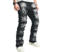 Jean pour homme - Coupe ajustée - Coupe ajustée - Coupe ajustée - Y2K - Coupe ajustée - Streetwear, Noir clair., XX-Large