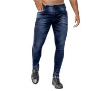 Jean pour homme, coupe ajustée, extensible, déchiré, coupe ajustée, coupe droite, style décontracté, confortable, résistant au lavage, avec poches, noir foncé, 3XL