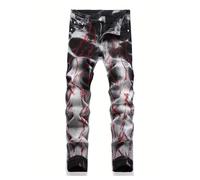 Jean pour homme coupe ajustée extensible, pantalon décontracté irrégulier multi-artisanat broderie denim pantalon jean résistant pantalon de détente rétro mode pantalon d'extérieur personnalisé jeans