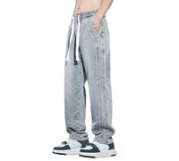 Jean pour homme - Coupe décontractée - Avec fermeture éclair - Extensible et confortable - Pour une mobilité toute la journée et un look décontracté, bleu, 5XL