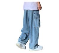 Jean pour Homme Hip-hop Baggy De Jogging Léger Vintage De Loisir Streetwear(Blue,S)