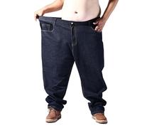 Jean pour homme - Jambes larges - Grande taille - Pantalon de survêtement ample décontracté extra large, Jeans pour homme Bleu foncé, 7XL
