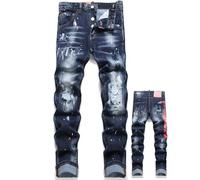 Jean pour Homme Slim Fit Déchiré en Denim Stretch Pantalon Décontracté avec Design À Jet d'encre Streetwear Y2K,G,31