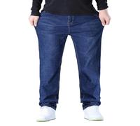 Jean pour homme - Super grande taille - Coupe droite - Avec boucle - Fermeture éclair - Taille élastique - Pantalon en denim - Coupe ample - Jambes larges - Pantalon décontracté en denim - Style