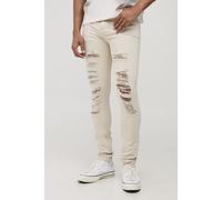 Jean skinny à volants étagés, déchiré et réparé homme - ecru - 30R, ecru