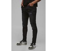 Jean skinny déchiré et réparé homme - noir - 34R, noir