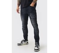 Jean skinny déchiré et réparé homme - noir - 34R, noir