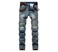 Jean skinny déchiré pour homme, coupe ajustée, tendance, style motard, retro, Taille 4XL