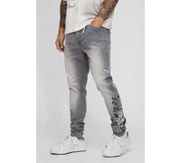 Jean skinny fleuri homme - gris - 30R, gris