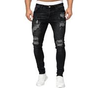 Jean Skinny Noir pour Homme, Coupe Slim, Stretch, déchiré, à Rayures latérales, Tendance 2025