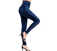 Jean skinny pour femme - Pantalon legging taille haute - Imprimé - Legging push-up - Taille élastique - Pantalon en jean Bootcut sexy - Opaque - Coupe-vent, bleu, M