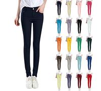 Jean skinny pour femme - Taille haute - Stretch - Denim - Coupe ajustée - Jean crayon classique - Pantalon de course - Avec poches - Pantalon de loisirs, Orange, L