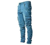 Jean Skinny pour Homme, Coupe Slim, Extensible, déchiré, Cargo, Pantalon fuselé en Denim avec Poches, Style Streetwear décontracté