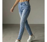 Jean skinny stretch pour femme, coupe slim, jambe fuselée, style polyvalent et décontracté, délavage denim, petites poches usées, coupe skinny ample, style casual, idéal au quotidien et en vacances, s