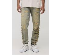 Jean slim délavé à déchirures homme - bleu - 28R, bleu