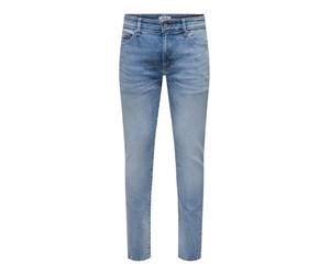 Jean Slim Fit pour Homme ONLY&SONS, Clair Lucidage, Taille Basse, 5 Poches, Fermeture à glissière.