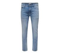 Jean Slim Fit pour Homme ONLY&SONS, Clair Lucidage, Taille Basse, 5 Poches, Fermeture à glissière., Couleurs:Bleu, Taille de Pantalon:33W / 32L, Longueur de Jambe:L32