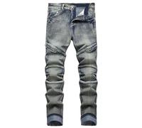 Jean slim fit stretch déchiré pour homme, coupe droite, coupe droite, tendance, confortable, taille flexible, mode décontracté, skinny, design cargo, pantalon en denim, C #nostalgie, 30