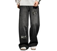 Jean Slim Gris Homme Pantalons Toile Éléphant Italien Délavé Vintage Nylon Destroy Relax Dechiré Alpinisme Plein Vent Bodybuilding Tissé Huile Survet Fonce Look