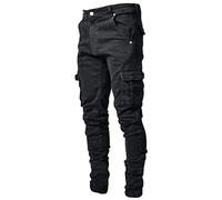 Jean Slim Homme Droit- Pantalon Cargo Grande Taille Élasticité Classiques Multi-Poches Casual Slim Pants Doux Polyvalent Confortable Chic Extérieur Automne Streetwear Pas Cher
