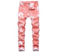 Jean Slim Homme,Jeans Stretch Homme,Produit Classique en Jean pour Hommes - Jeans Slim Déchiré Version Moderne sans SKU Mentionée (Watermelon Red, 38)