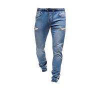 Jean Slim Homme Vêtements de Running Escalade Elastique Cuisine Hiver Training Coton Jogging Travail Skinny Grande Taille Longueur Securite Décontracté Vêtements de Running Homme Bleu Clair L