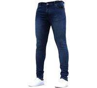Jean stretch coupe slim pour homme, couleur unie, pantalon slim stretch décontracté avec poche, pantalon à jambe fuselée, coupe droite, confortable et léger, noir foncé, M