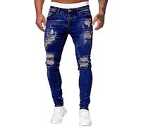 Jean Stretch Homme Elasthane, Pantalon décontracté Couleur Gradient déchiré Trous pour Hommes Jeans effiloché Pantalon Solide lavé Pantalon pour Homme