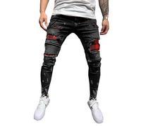 Jean Stretch Homme Pantalon Randonnée Training Genouillere Skinny Chantier Cuisine Extensible Marque Coton Ville Escalade Bodybuilding Musculation Hiver Pantalon Randonnée Homme Noir S