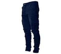 Jean stretch pour homme - Coupe ajustée - Classique - Coupe ajustée - Taille haute - Jean extensible confortable - Pantalon de loisirs hip hop cargo - Vintage délavé - Pantalon tactique de travail