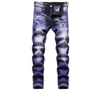 Jean stretch pour homme, coupe ajustée, coupe ajustée, coupe droite, coupe droite, confortable, taille flexible, style décontracté, coupe classique, F#bleu violacé, 48