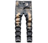 Jean stretch pour homme, coupe ajustée, coupe ajustée, coupe droite, coupe droite, confortable, taille flexible, style décontracté, coupe classique, F#nostalgie 1, 52
