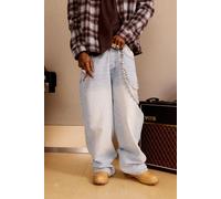 Jean super baggy délavé à broderie homme - bleu - 32R, bleu