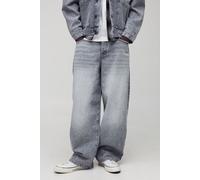 Jean super baggy délavé à broderie homme - gris - 36R, gris