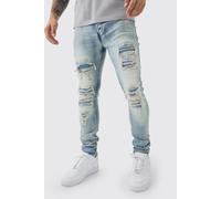 Jean super skinny déchiré et réparé homme - bleu - 28R, bleu