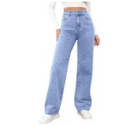 Jean Taille Haute Femme Denim Pantalon Femmes Jean Elastique Classic Straight Skinny Coupe Poches Classique Délavé Vintage Trousers Push Up Highwaist Loisirs Jogging Décontracté Jeans (Light Blue, S)