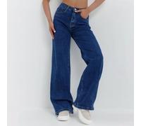 Jean taille haute large pour femme, coupe droite, décontracté, ample, grande taille, convient pour les tenues de rue quatre saisons (4XL, bleu foncé)
