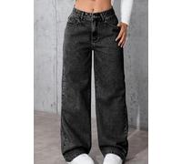 Jean Taille Haute pour Femme - Coupe décontractée - Pantalon Long en Jean pour Un Usage Quotidien décontracté, Gris foncé, Taille M